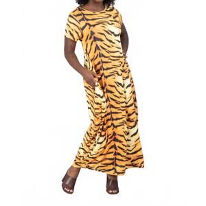 NEW KARA CHIC animal print maxi dress in black/orange